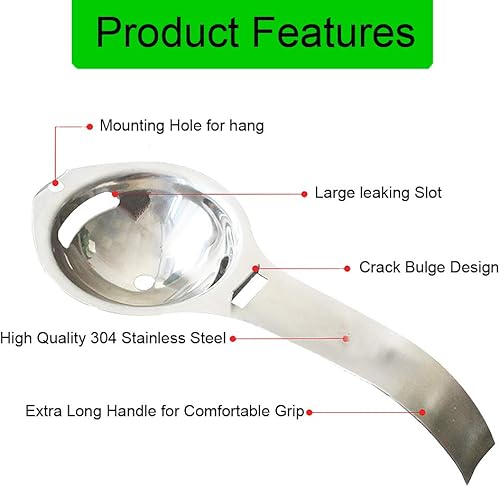 Miniatura 2 de Separador de filtro de acero inoxidable de yema de cocina Separador de huevos blancos Herramienta apta para lavavajillas (Plata)
