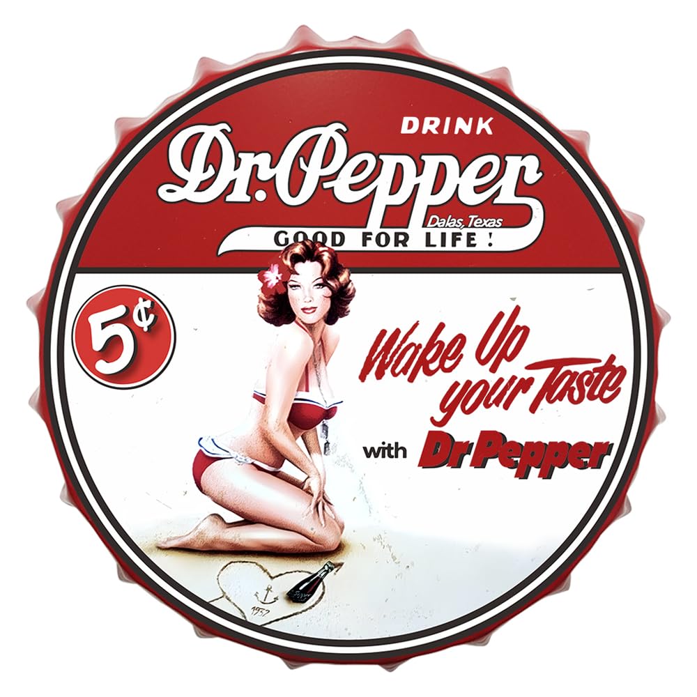 2But Decorative Bottle Caps Metal Tin Signs Cafe Beer Bar Decoration Plat 13.8" Inches Wall Art Plaque (DP)