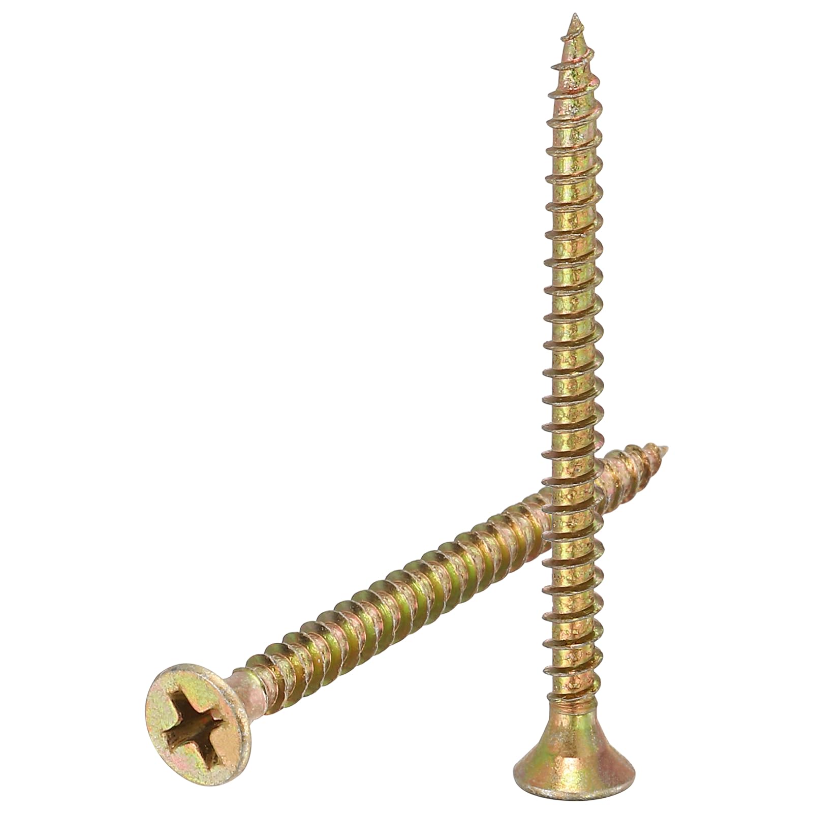 sourcing map 100pcs #7x1-7/8" Phillips Flat Head Sheet Metal Screws, Carbon Steel Cross Drive Self Tapping Wood Screws Chipboard Screw for Sheet Metal, Wood, Color