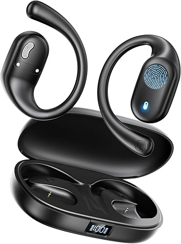 Miniatura 8 de Auriculares de oreja abierta, auriculares Bluetooth 5.3 deportivos con pantalla digital inteligente, tiempo de reproducción de 36 horas, IP54