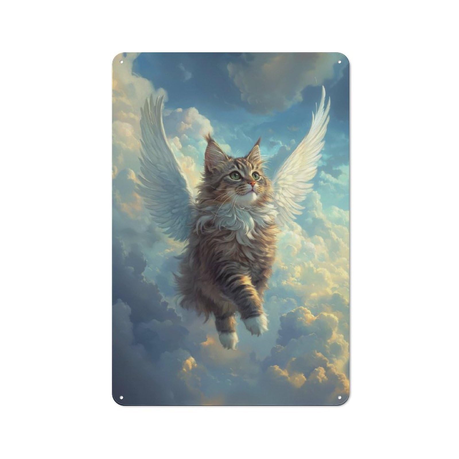 Junmoney Angelic Cat Majestic Siberian Cat Vintage Tin Wall Plaque 30X20cm For Hallway Wall, For Kitchen, Dining Room And Home Bar Wall Decor