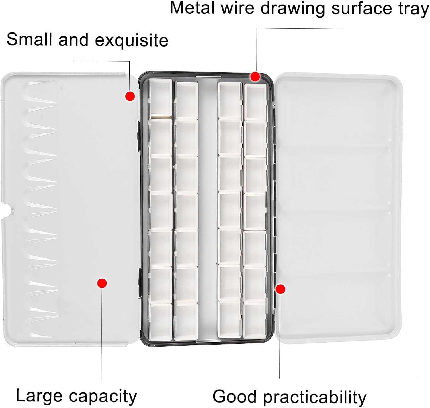 GAROZATION Empty Metal Watercolor Tin Box with 28 Compartments Large Paint Pot Organizer for Artists Travel Art Supply Storage Container