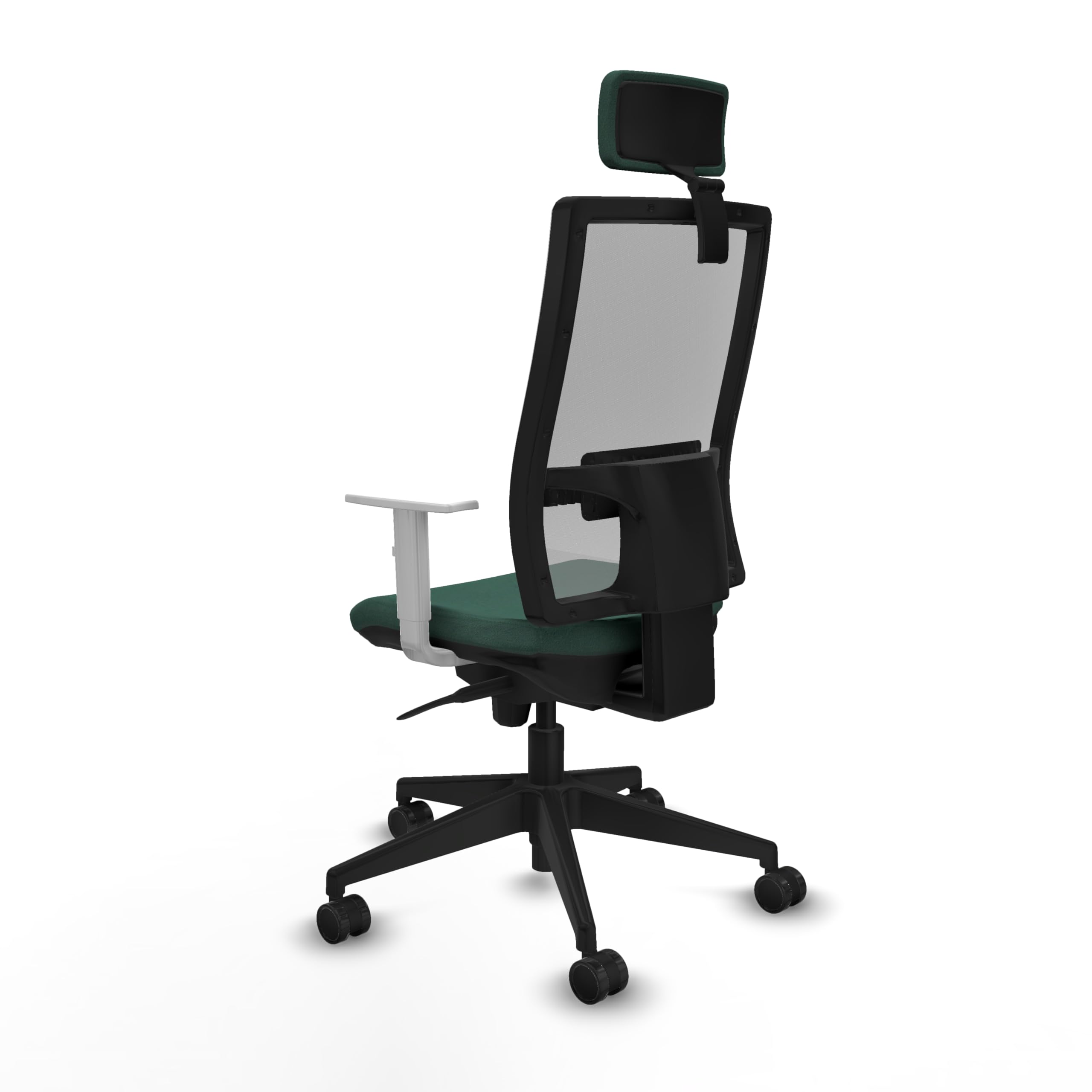 Piqueras y Crespo - Apoyo Lumbar para Silla Hornas con cabecero 2D, Brazos Blancos y Mecanismo sincro de 5 Posiciones, Ideal para teletrabajar y estudiar.