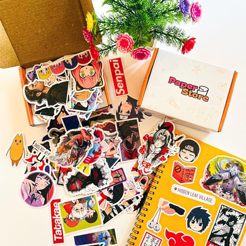 Image of Paper9store Pack of 80+ Anime Stickers for Laptop, Phone Case, Guitar, Bike, Pc, Scrapbook etc. Waterproof Glossy Laminated Residue Free Anime Stickers