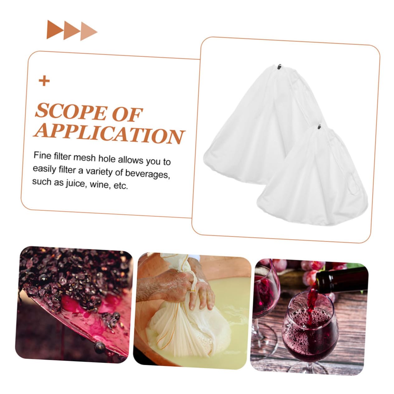 Ciieeo Polyester Brew Bag Juice Strainer Bag Reusable Mesh Strainer Large Filter Pouch for Wine Cold Brew