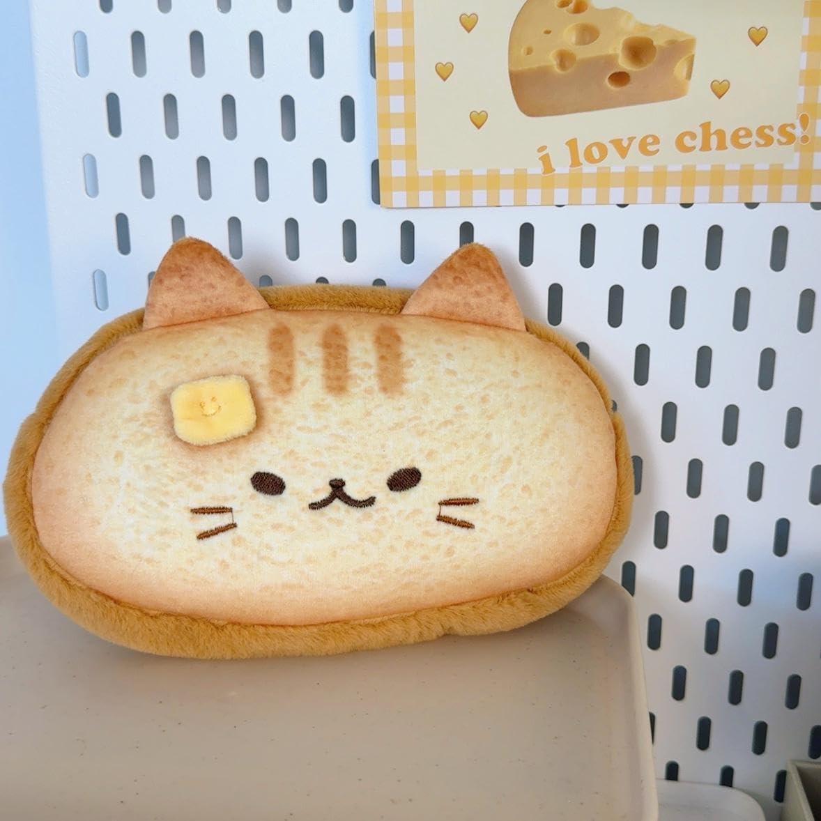 Super Cute Lovely Lucky Bread Toast Cat Pencil Case, Big Capacity Large Soft Plush Happy Kitty Fluffy Clothes Zipper Pencil Box Case, Makeup Bag Office Storage Holder Pouch Pen Bag -Ginger Cat