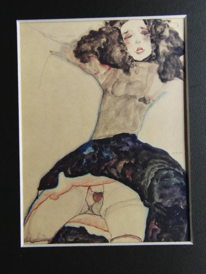 エゴン・シーレ、【腰に青い布をまとった黒髪の女】、希少な画集画