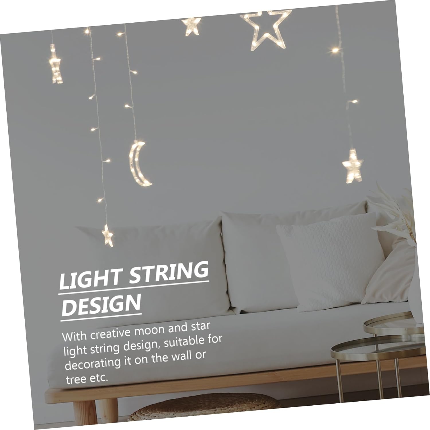 PRETYZOOM 1set Solar Light String Remote Control Led Star Moon Decor for Outdoor Parties and Garden Lighting