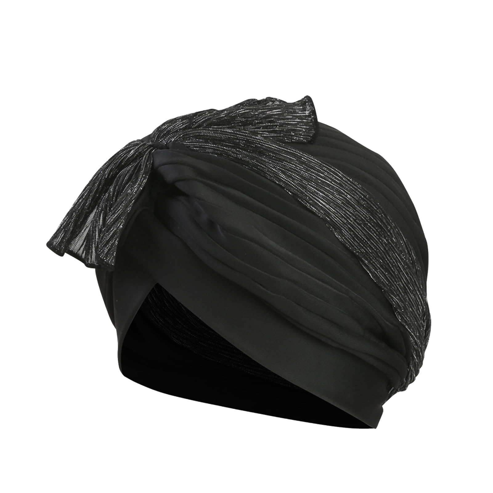 Bonnet de Bain Tissu pour Femme Bonnet de Natation Élastique en Polyester Turban de Bain avec Décoration de Nœud de Papillon Chapeau de Natation pour Salon Sauna Plage Piscine