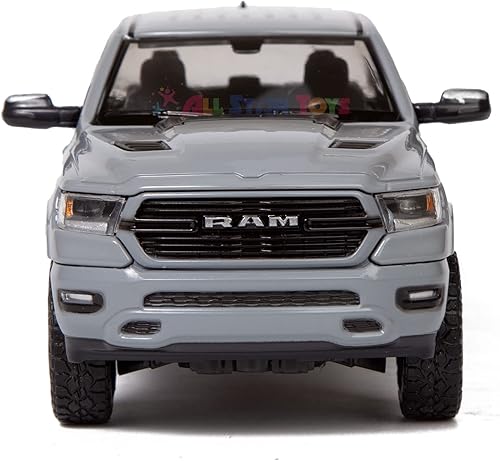 Miniatura 5 de All Star Toys Motormax 79357 - Camioneta pickup exclusiva Dodge RAM 1500 Laramie Crew Cab, color gris de cerámica, serie 1:24, modelo fundido a