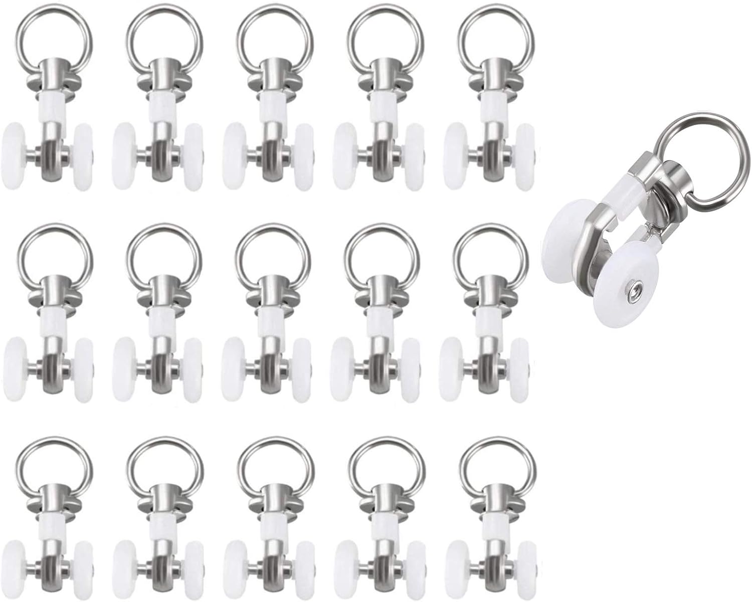 0.55" Dia Curtain Track Rollers, Plastic Twin Wheeled