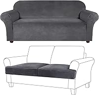 Vista 1 de Turquoize Funda de terciopelo para sofá, fundas elásticas para sofá, paquete de 2 fundas para sofá con cojines en forma de T, fundas de cojín