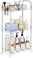 Vista 8 de SPACEKEEPER Carrito de almacenamiento de acrílico con ruedas de 4 niveles, organizador de carrito de baño transparente, carrito utilitario rodante
