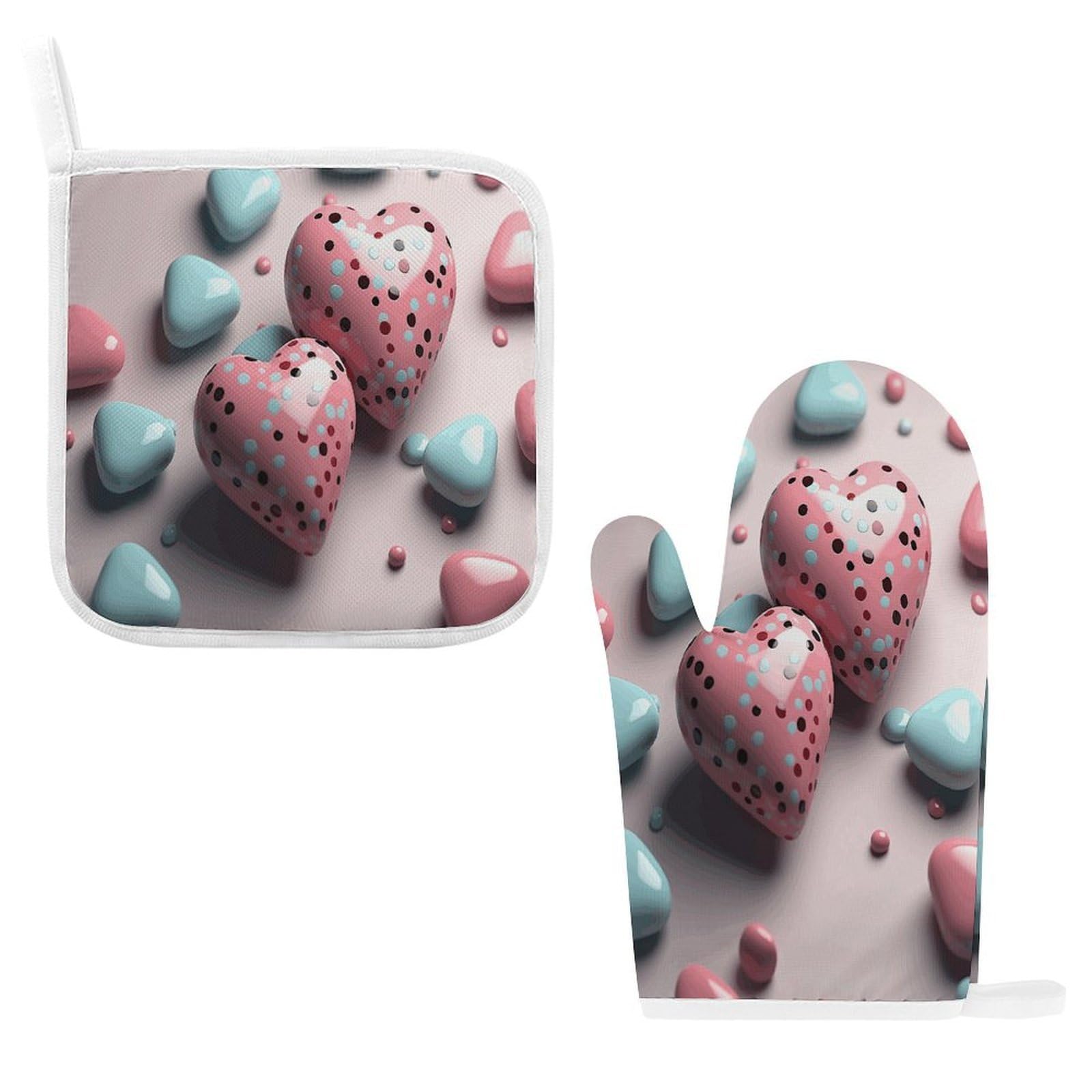 Btcowzrv Style Heart Shaped Shape Oven Mitts And Pot Holders 2Pcs Set