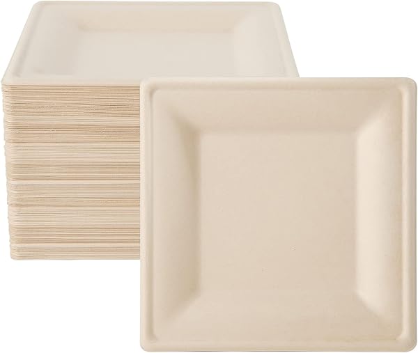 ECOLipak 150 Piecs Compostable Square Plates