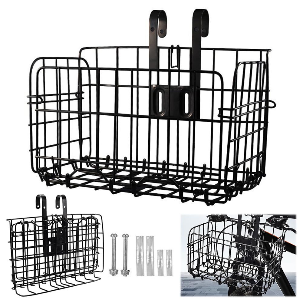 Bike Basket Front Adult | Front Bike Bag Rear Rack | Foldable Hanging Bicycle Basket | Removable Cargo Mobility Scooter Baskets | Collapsible Frame Bicycle Rack Accessories For Women Men
