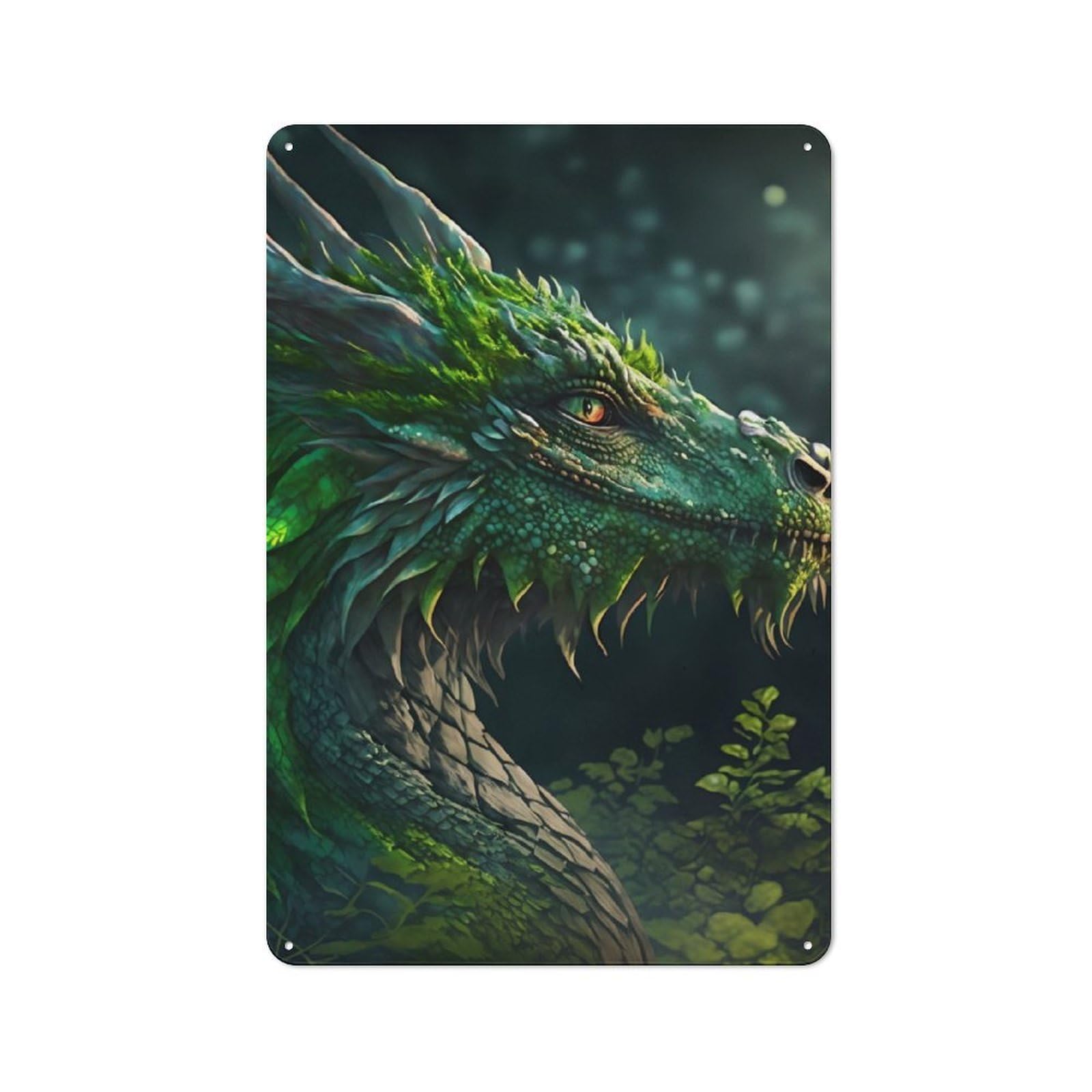 Junmoney Leaf Dragon For Garden Room Or Summerhouse, Vintage Tin Sign 30X20cm, A Metal Wall Feature For Garden Rooms And Summerhouses