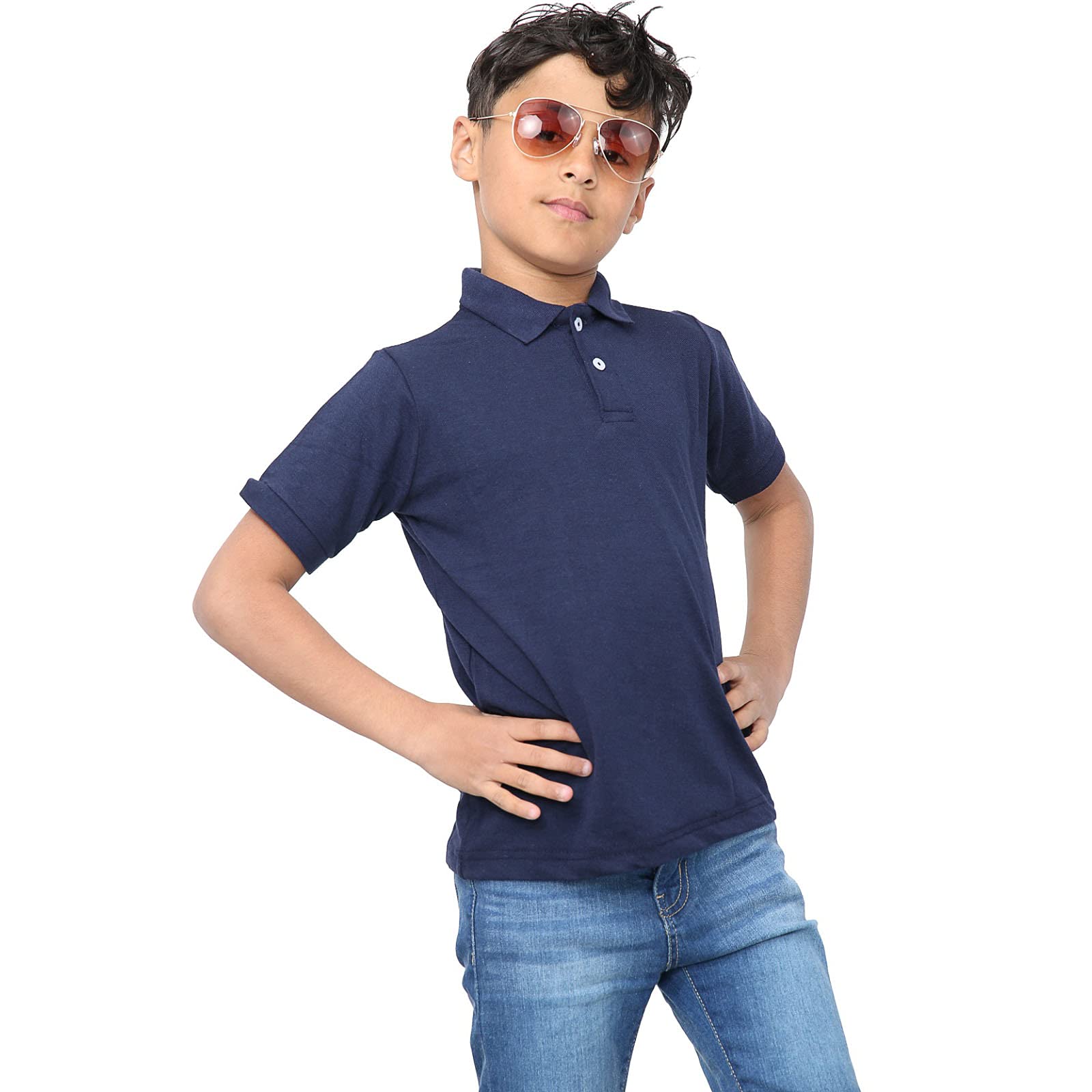 Generation-Gap Boys Girls Plain Polo Shirts Kids Summer Short Sleeve School T-Shirts Top (Navy, 13 Years, 13_Years)