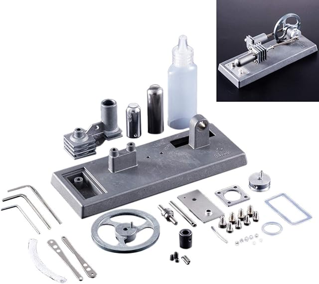 Leic Stirling Engine Model DIY Completely All-metal Science Experiment Physics Educational Engine Model Gift Set for Teenager Adult