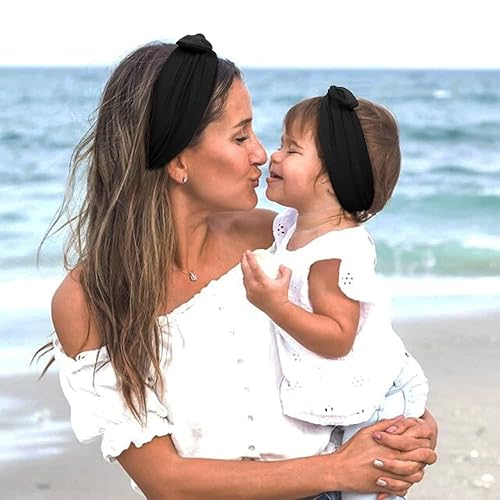 Miniatura 4 de AKTVSHOW Paquete de 3 diademas con lazo para mujeres y niñas, turbante de algodón, vintage, entrecruzadas, elásticas, anudadas, antideslizantes,