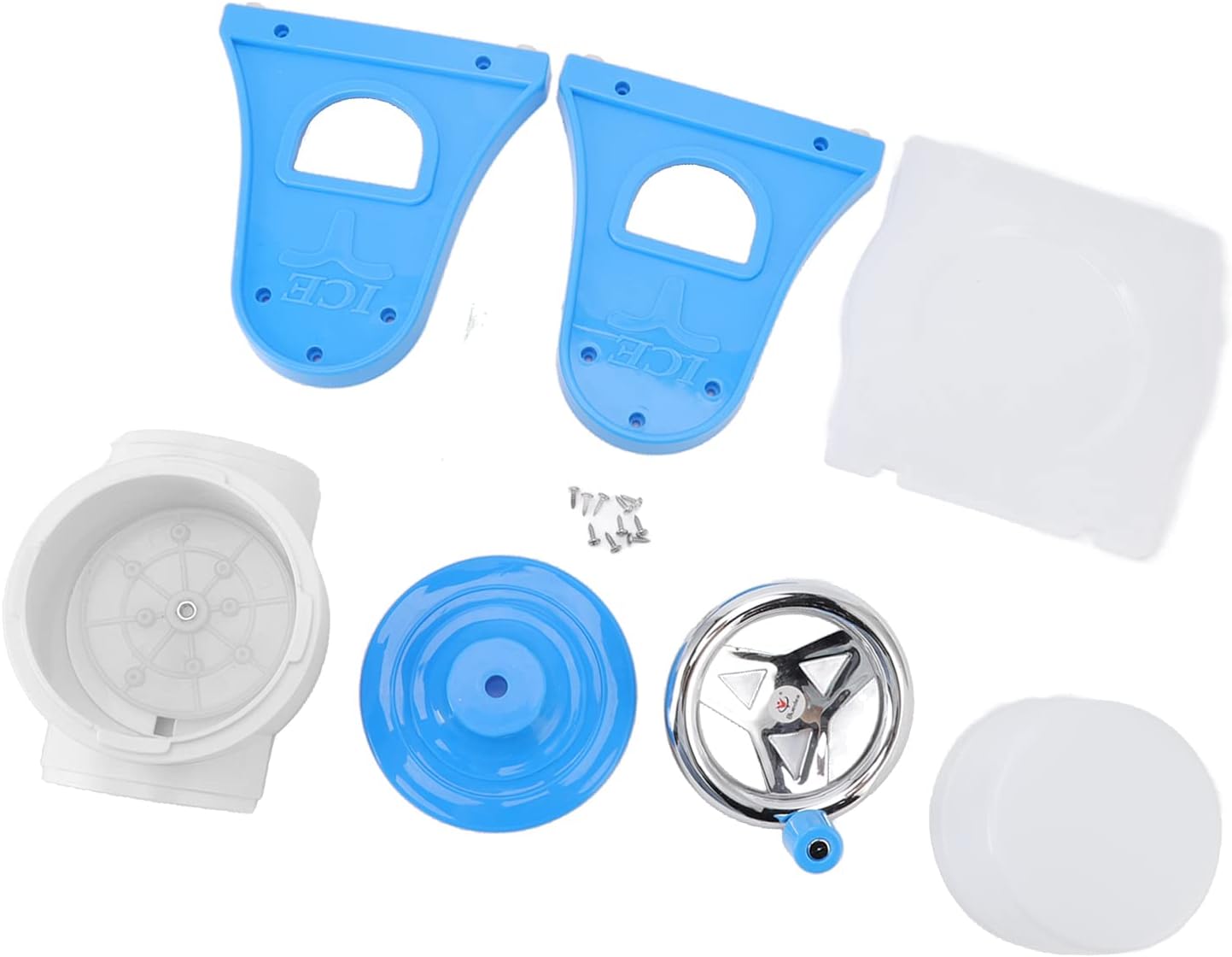 Hand Crank Stainless Steel Blades Safe Portable Ice Crusher for Home Restaurants Cafes Food Stalls (Blue)