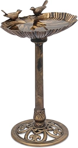 Magshion Bañera para pájaros de 29 pulgadas con pedestal para exteriores con fuente de agua alimentada por energía solar para jardín, patio,