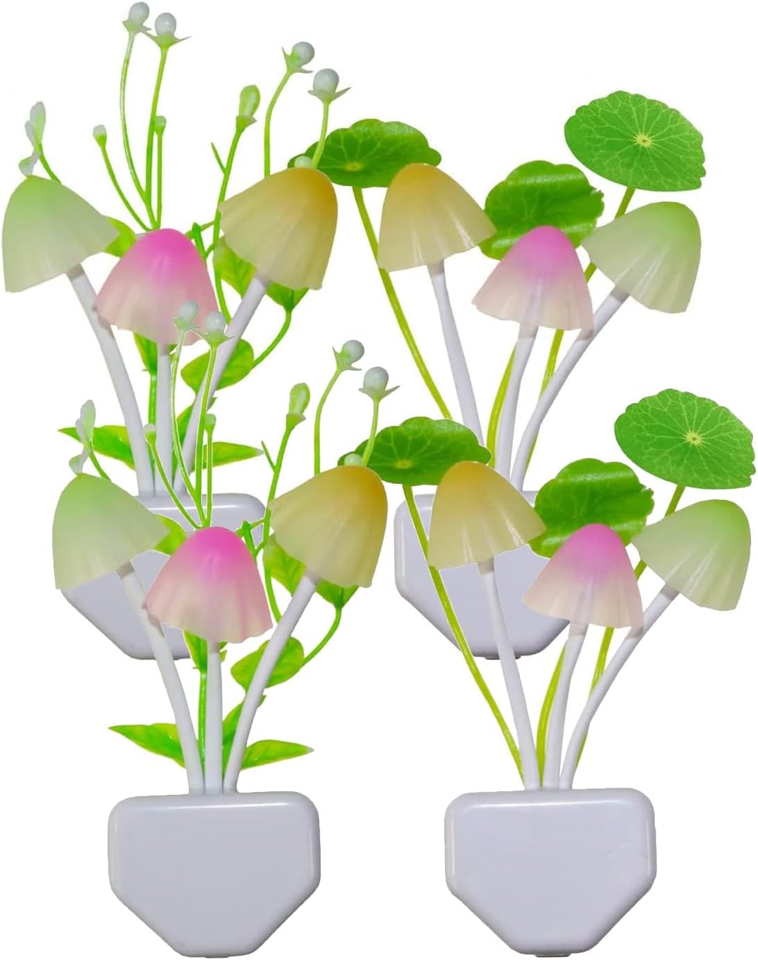 AUSAYE 4Pack Sensor LED Plug in Night Light for Adults Kids , Color Changing Cute Mushroom Flower Wall Lamp for Bedroom,Bathroom,Stairs,Kitchen,Corridor