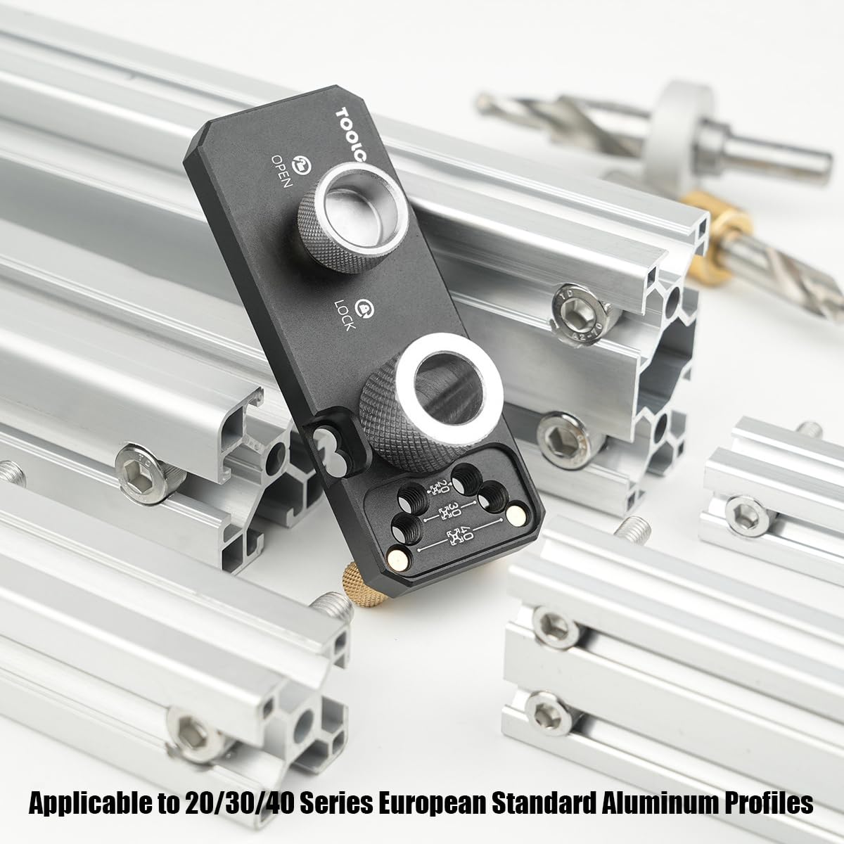 TOOLCOOL Aluminum Profile Drill Guide Access Hole Drill Jig with M6 and M8 Step Drill Bits for 20 30 40 Series European Standard Aluminum Extrusion Profile - Image 3