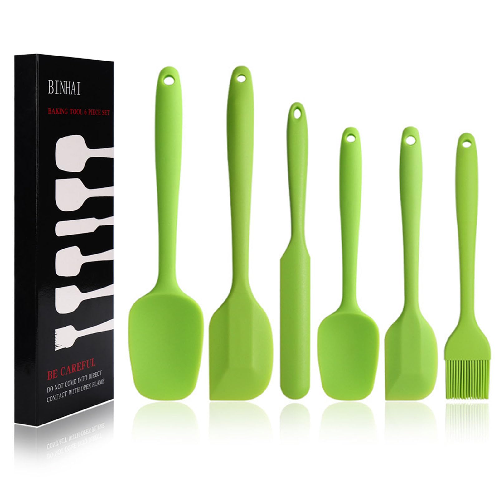 Silicone Spatula Set - Green 6 Piece Non - Stick Rubber Spatula with Stainless Steel Core - Heat-Resistant Kitchen Utensils Set for Cooking, Baking and Mixing