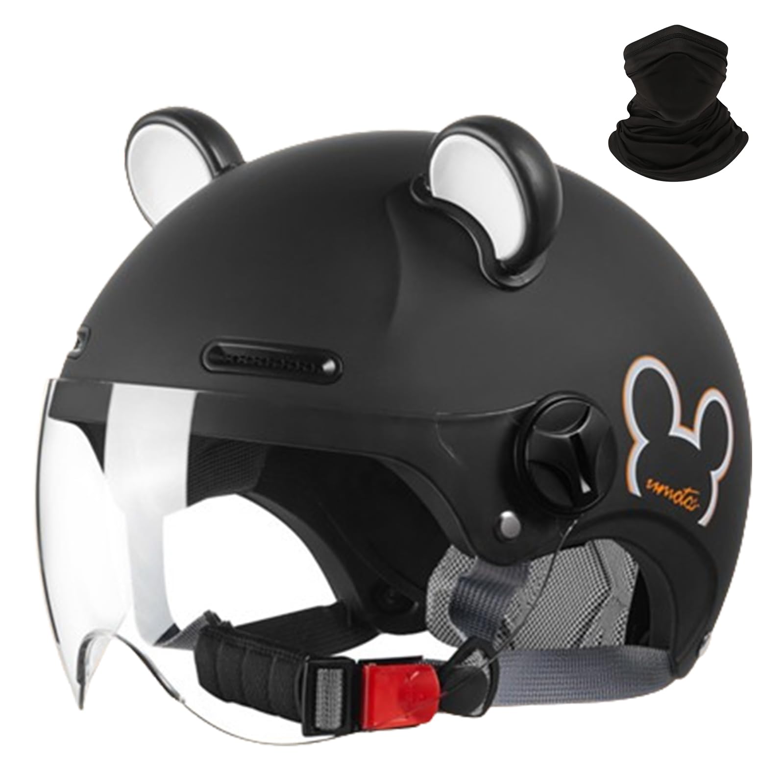 Offener 3/4 halber Motorradhelm mit Ohren, ECE Genehmigter offener Helm für Erwachsene Roller, Go-Kart ATV Rennradhelme für Männer und Frauen