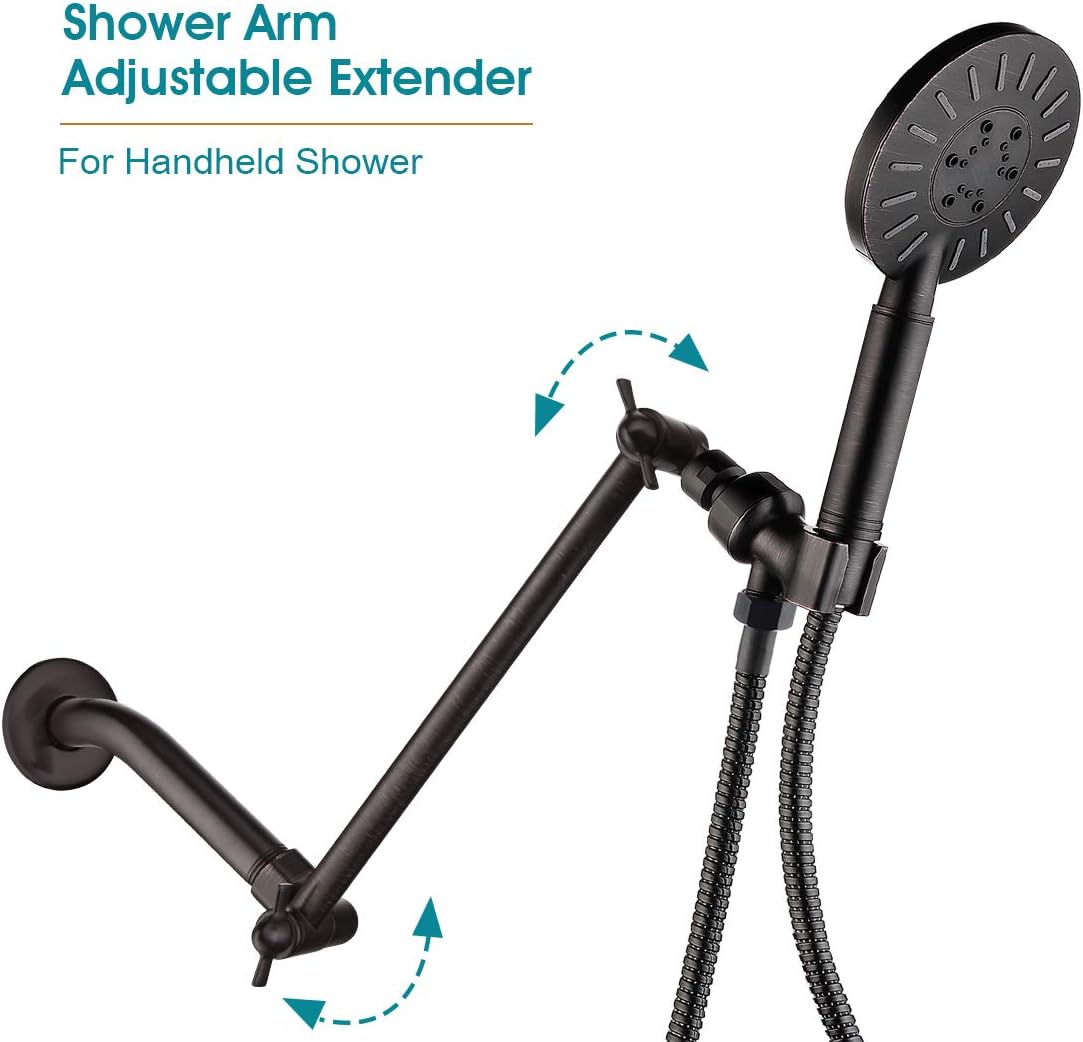 BRIGHT SHOWERS 10 Inch Shower Head Extension Arm with 69 Inch Extra Long Shower Hose, Oil-Rubbed Bronze