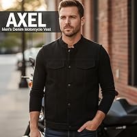 Vista 3 de Daniel Smart Men Denim Vest Scoop Collar Motorcycle Vest for Men with Inside Carry Pockets & Hidden Zipper