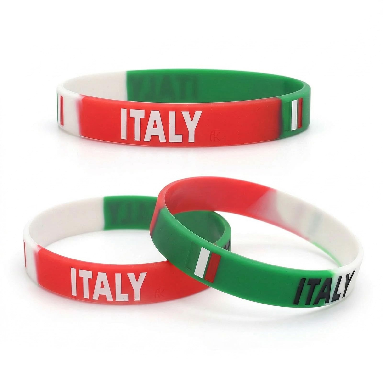 Lot de 3 Bracelets Italie en Silicone Bleu, Accessoire Supporter pour Football et Événements Sportifs, Bracelet Élastique 20cm Unisexe pour Homme et Femme