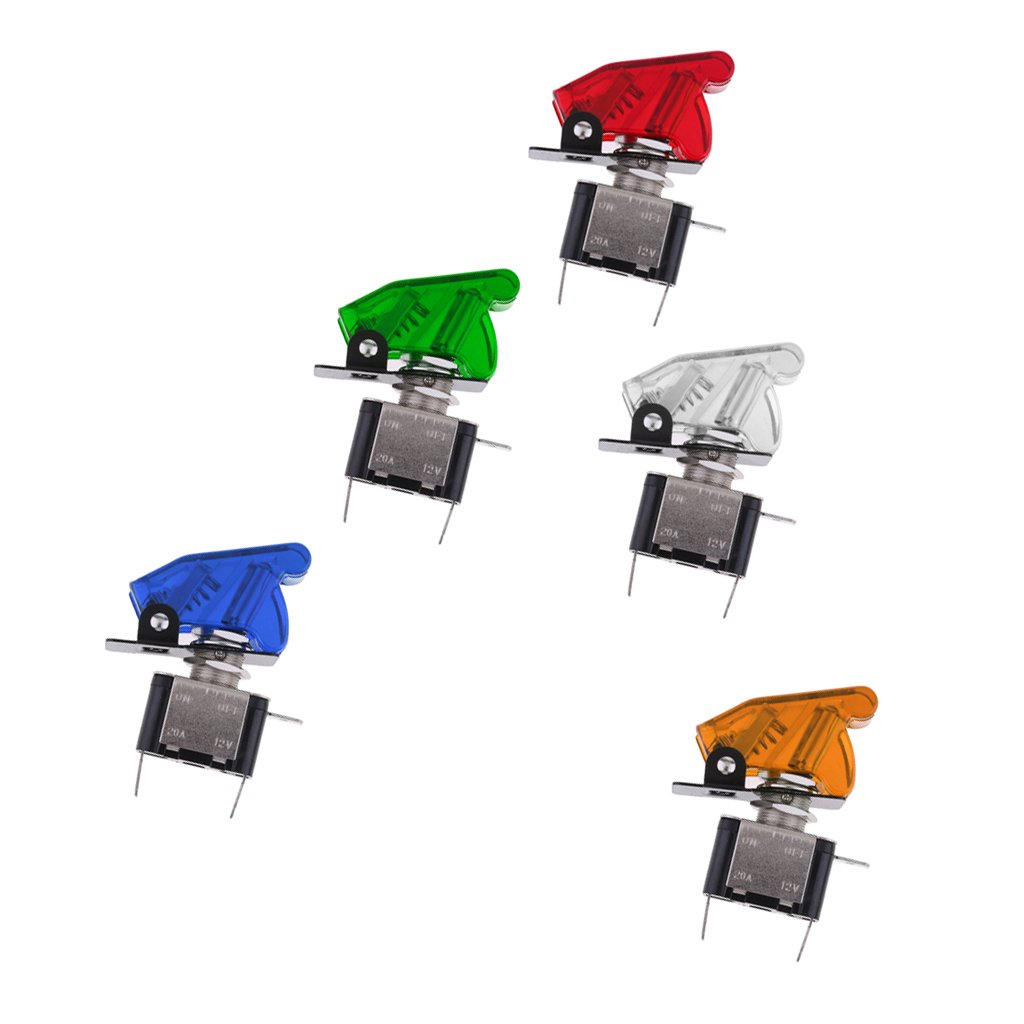 Anbau 5 Pieces 12V 20A 5 Color LED SPST Toggle Switch with Cover for