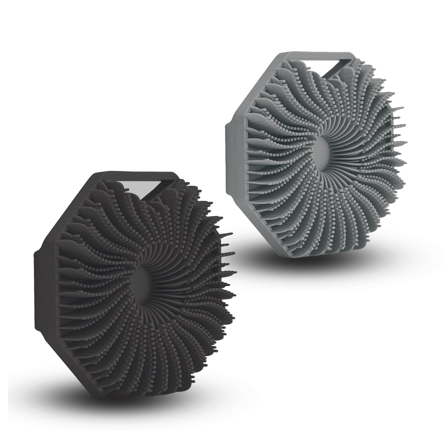 Body Brushes 2 Pack Silicone Body Brush for Showering Exfoliating Body Scrubber for Sensitive Skin Antimicrobial Silicone Body Scrubber Eco Friendly Shower Scrubber for Body (Black and Gray)