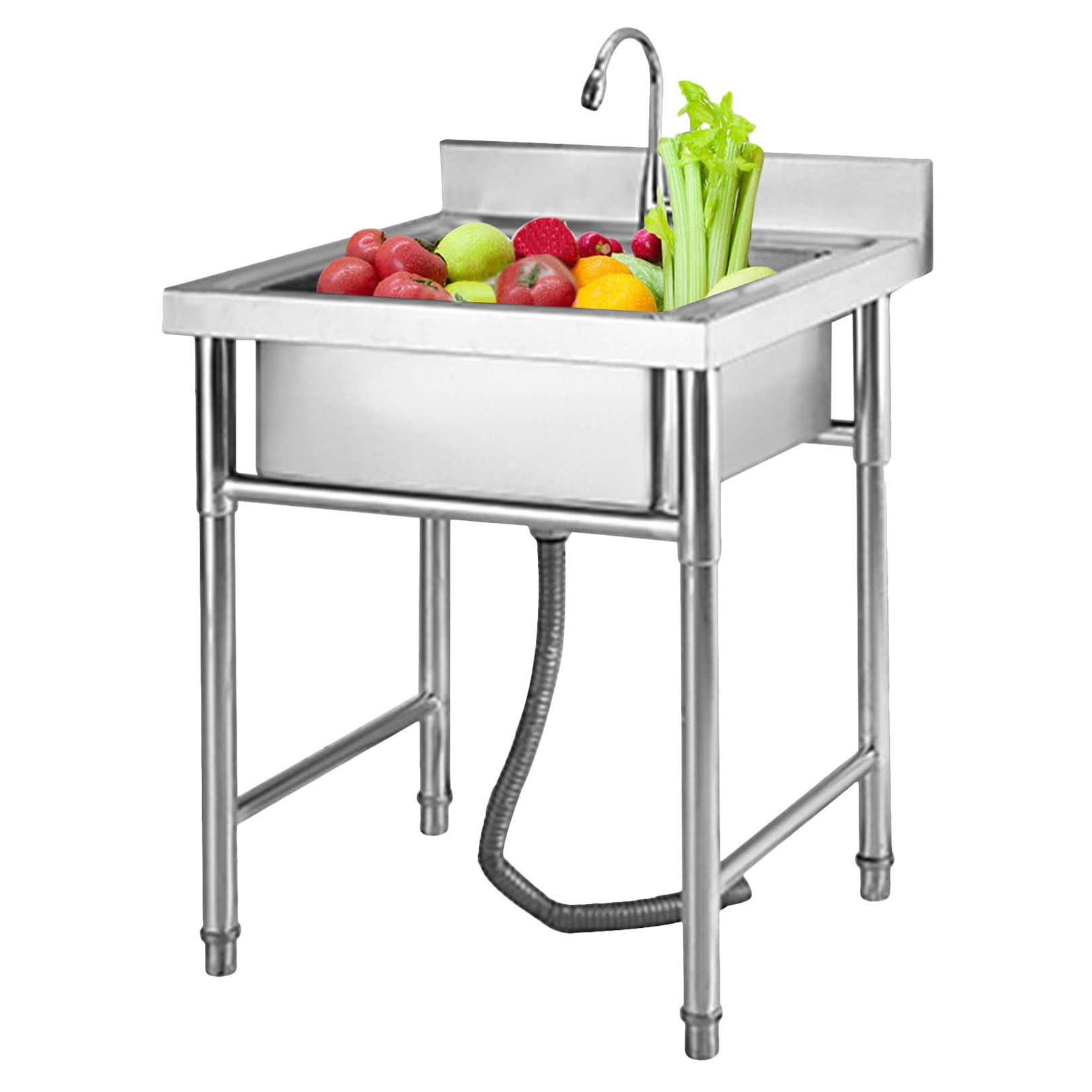 Évier de cuisine commercial 1 compartiment en inox brossé durable
