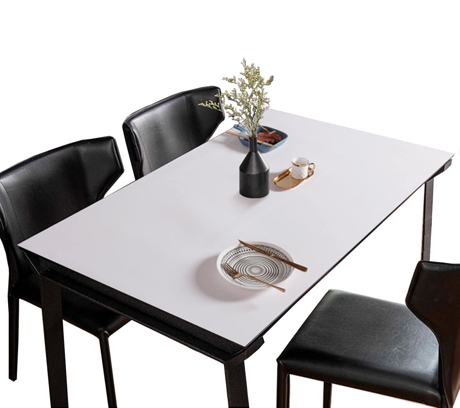 Nappe en PU chic protection de table design blanc et gris argent 120cm
