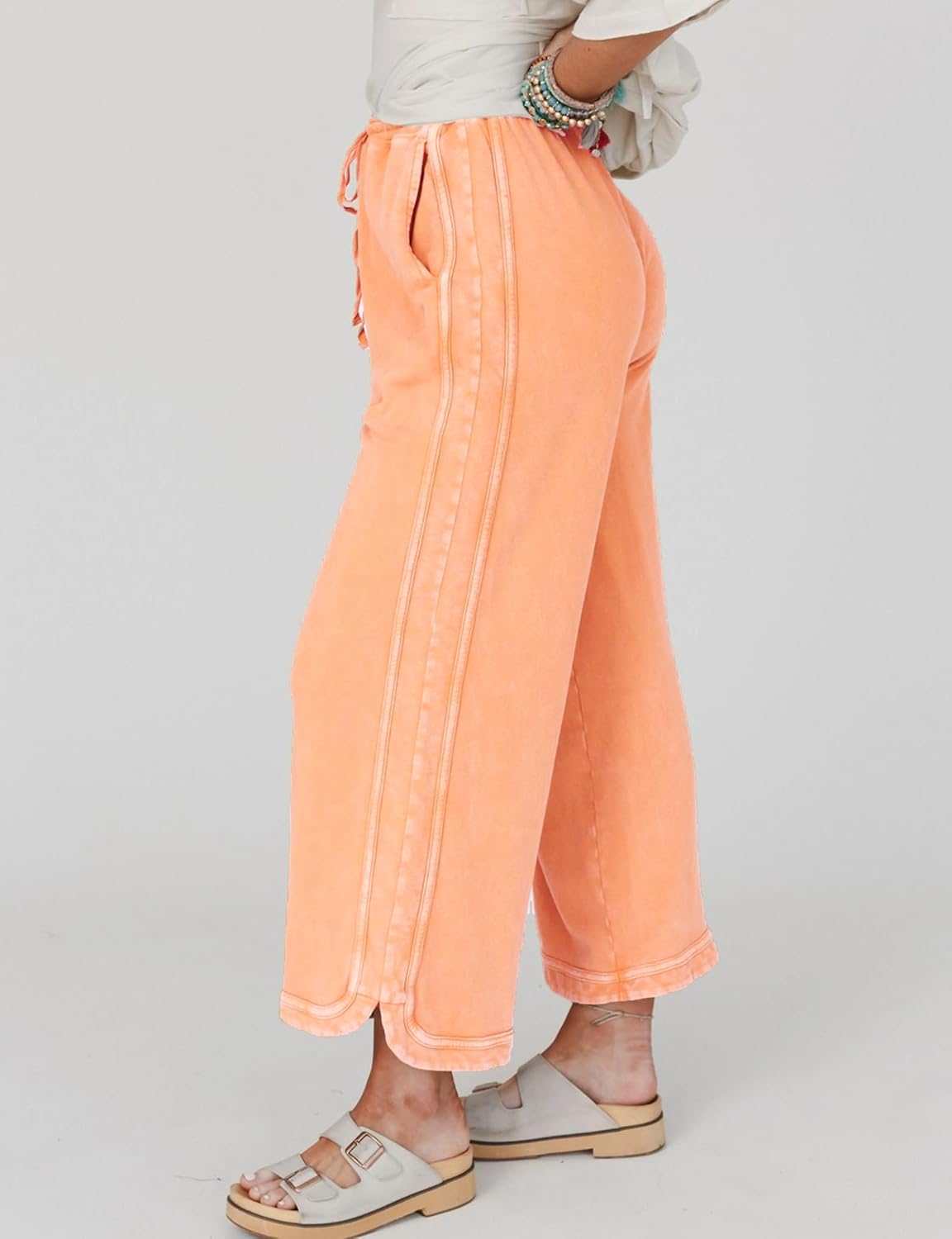 Women's Casual Wide Leg Pants High Waist Drawstring Sweatpants Baggy Athletic Trousers with Pockets