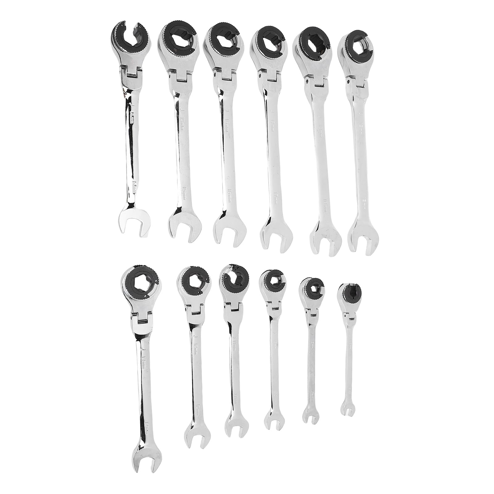Alomejor Open End Ratchet Wrench Set, 12 Size Adjustable