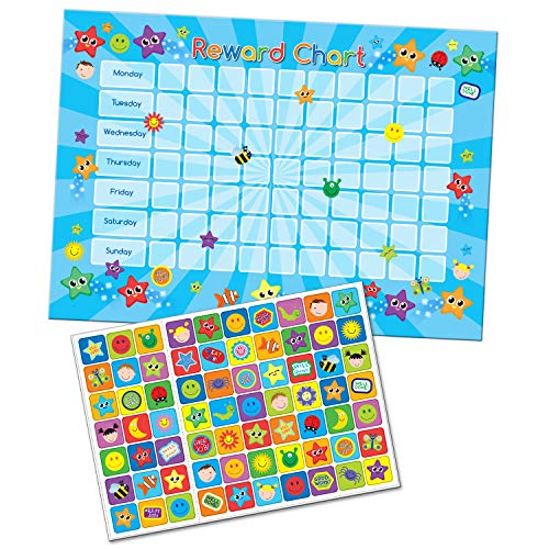 Paper Projects- Tabla Superstar A3 y 70 Pegatinas de recompensa Reutilizables, Color Azul, 29.7cm x 21cm (01.70.30.011)