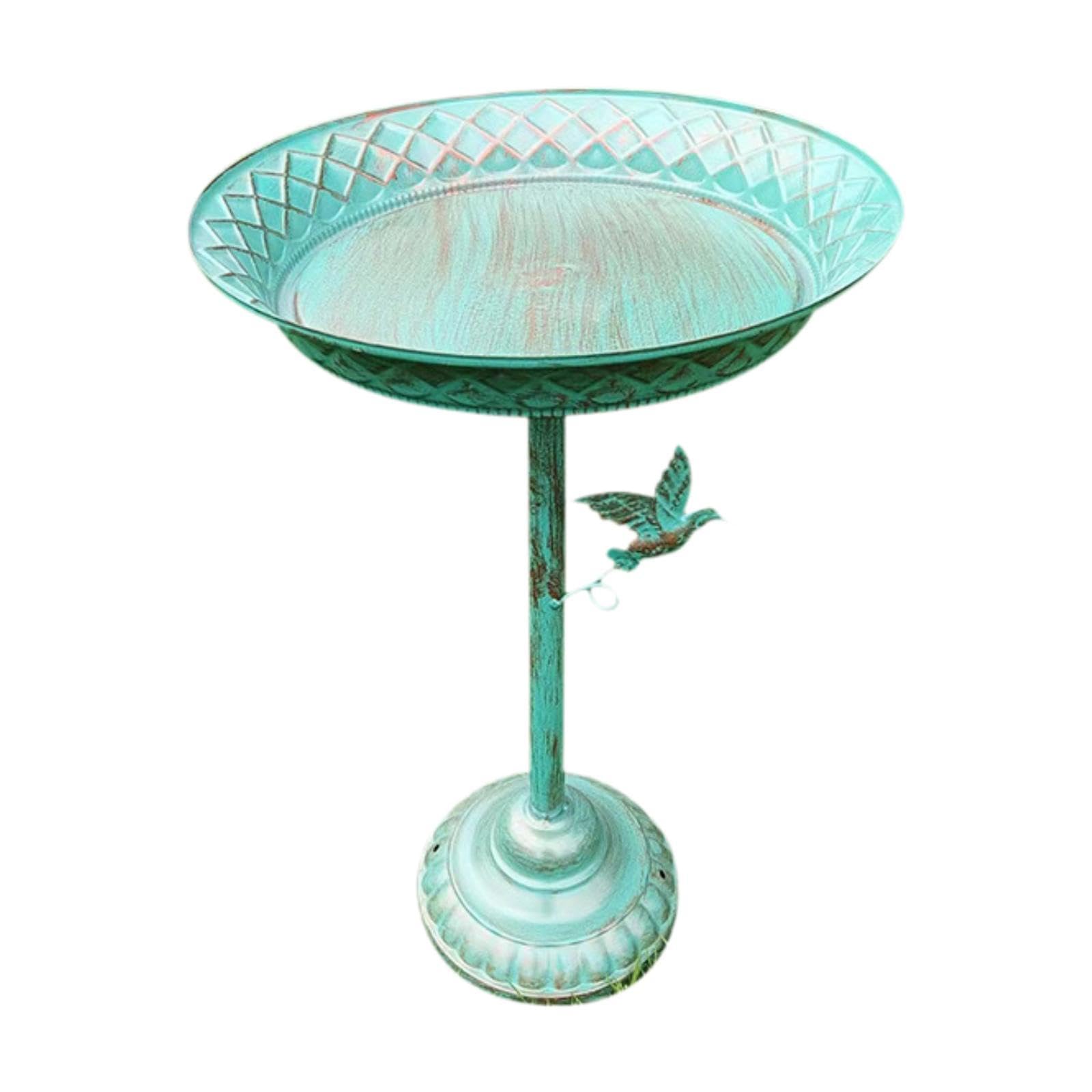Bain d'oiseaux extérieur mangeoire abreuvoir vintage en métal bleu pour jardin