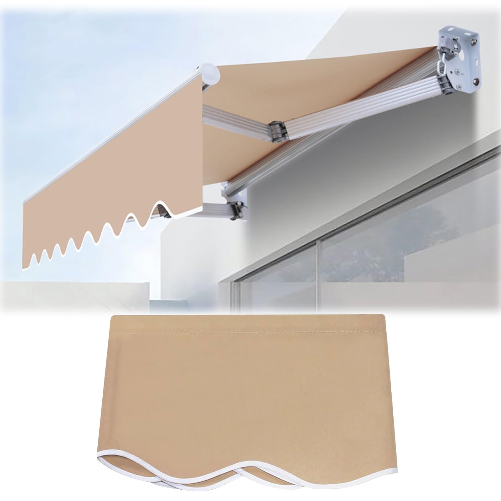 Toile de remplacement anti-UV et imperméable pour store de terrasse 4x3,5 m