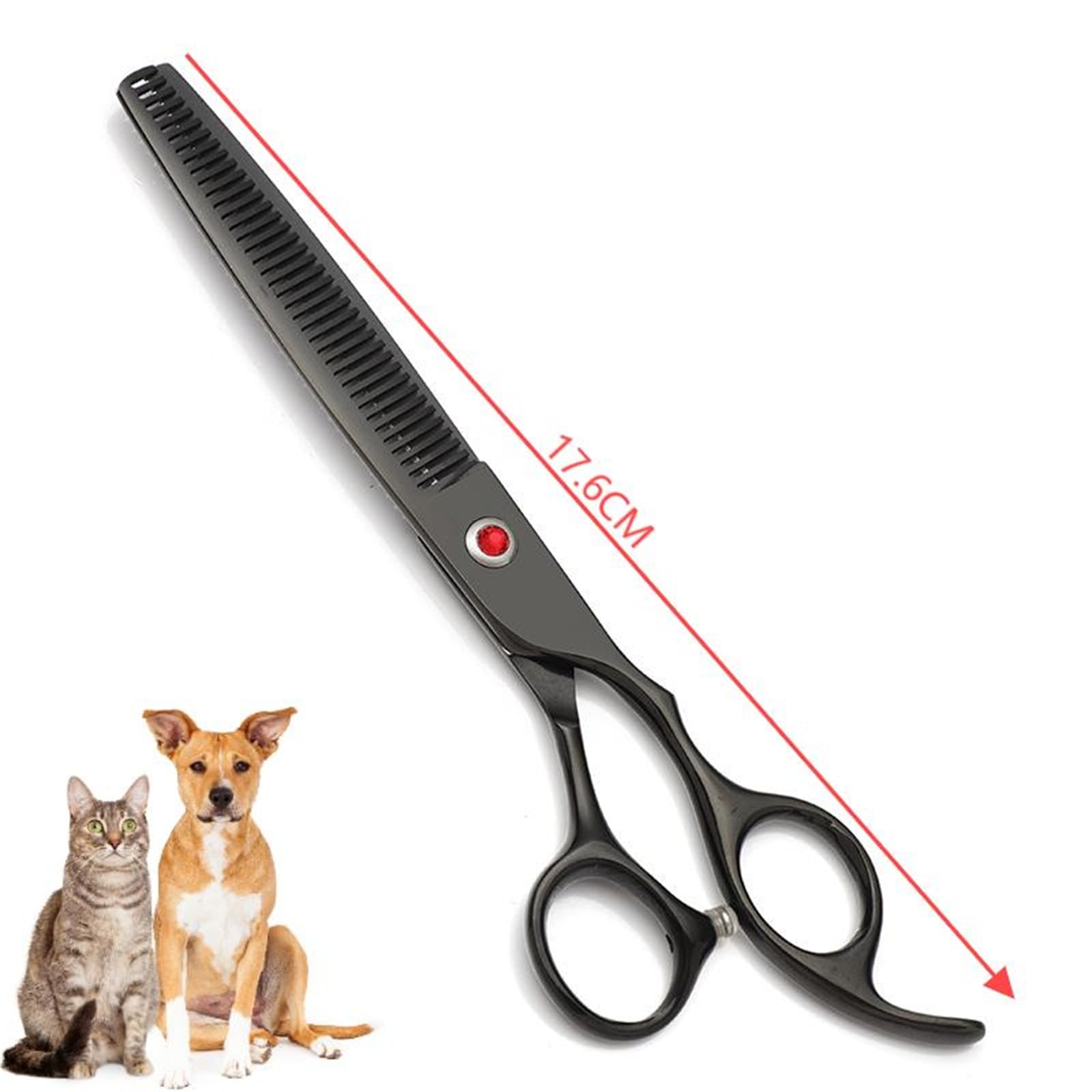 Set di forbici per cani da 7,0 pollici, 5 in 1, forbici per cani e gatti, in acciaio inox 440C, con forbici per sfoltire curve, forbici dritte, pettine per la cura del pelo, per gatti e altri animali