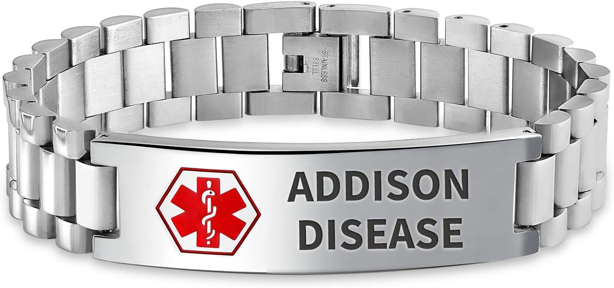 Bling Jewelry Personalize Medical Identification Medical ID Band Link Bracelet For Men Steel 8.5in Custom Engraved