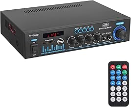 LiNKFOR Audio Power Stereo Amplifier AV-568BT Bluetooth Amplifier 2.0 Channel 50W X 2 with 2 RCA Inputs FM Radio MP3 USB S...
