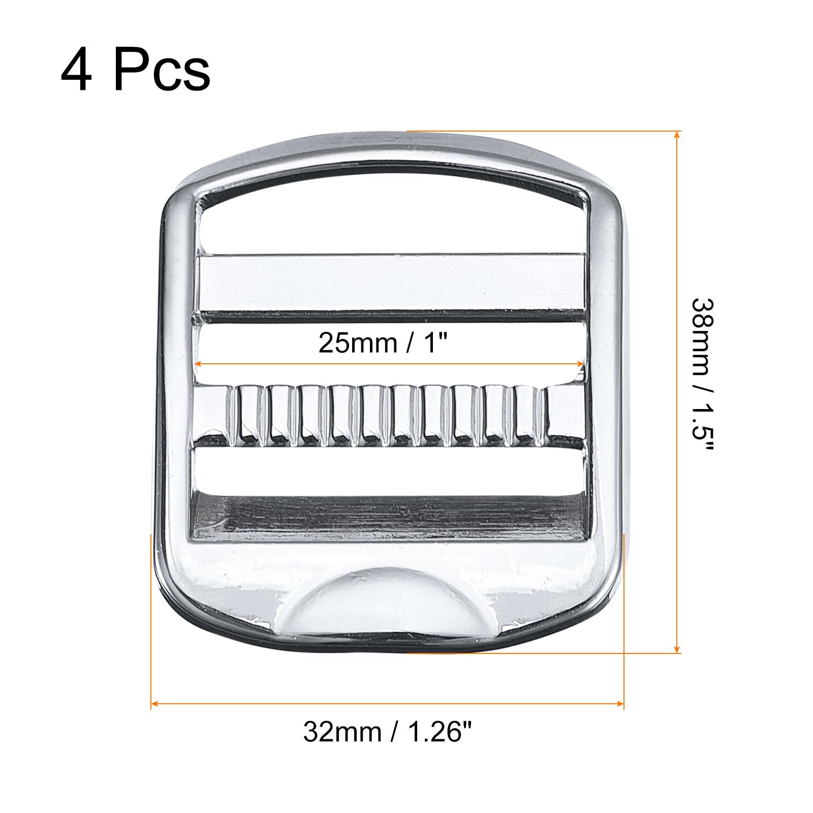 Uxcell Metal Ladder Buckle Slider Tri-Glider Metal Adjustable Buckles - Image 2