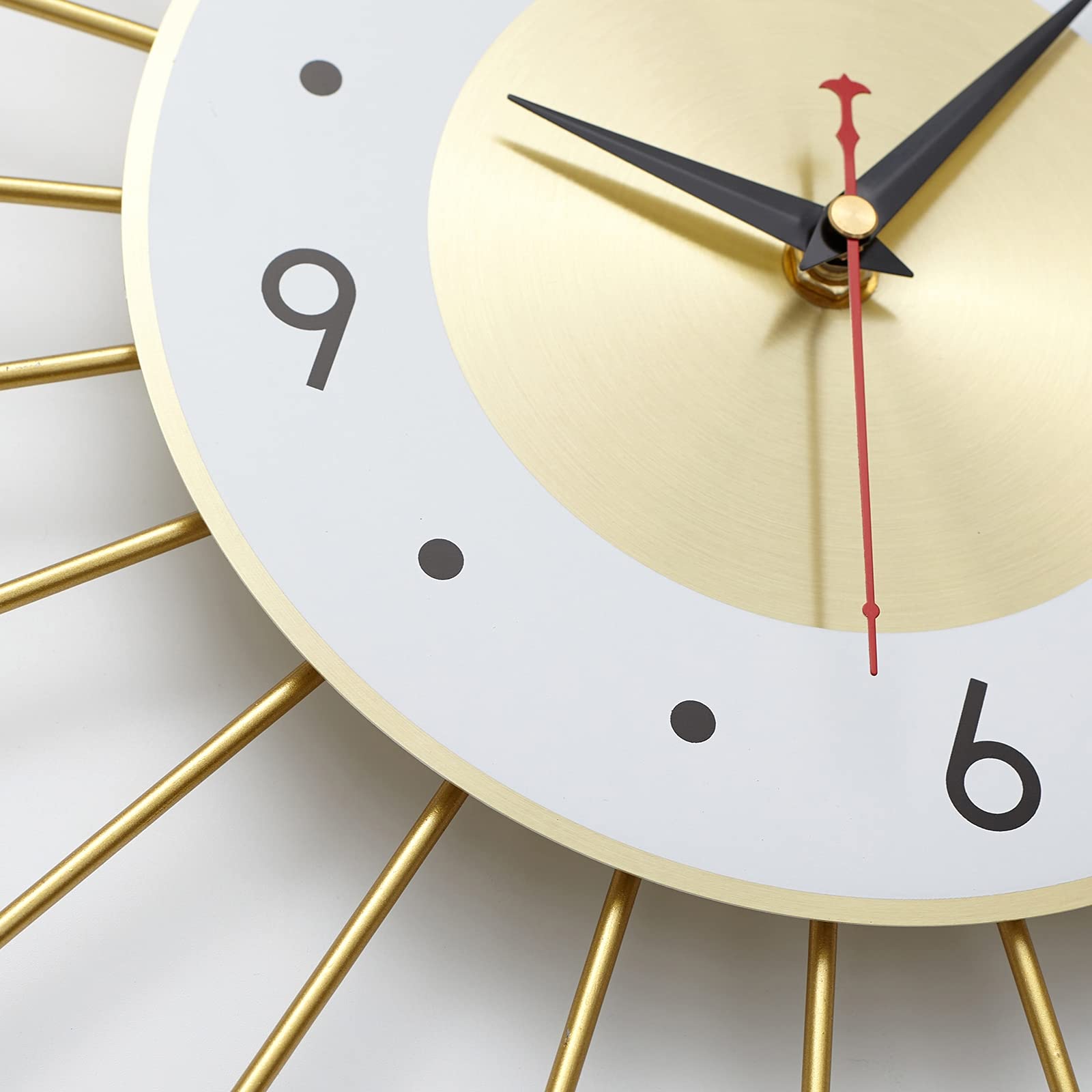 Reloj De Pared Artístico, Reloj De Pared Sencillo, Reloj De Pared De Metal 3D, Relojes De Pared De Cuarzo Modernos con Diseño De Rayos De Sol, Relojes De Pared Grandes Y,