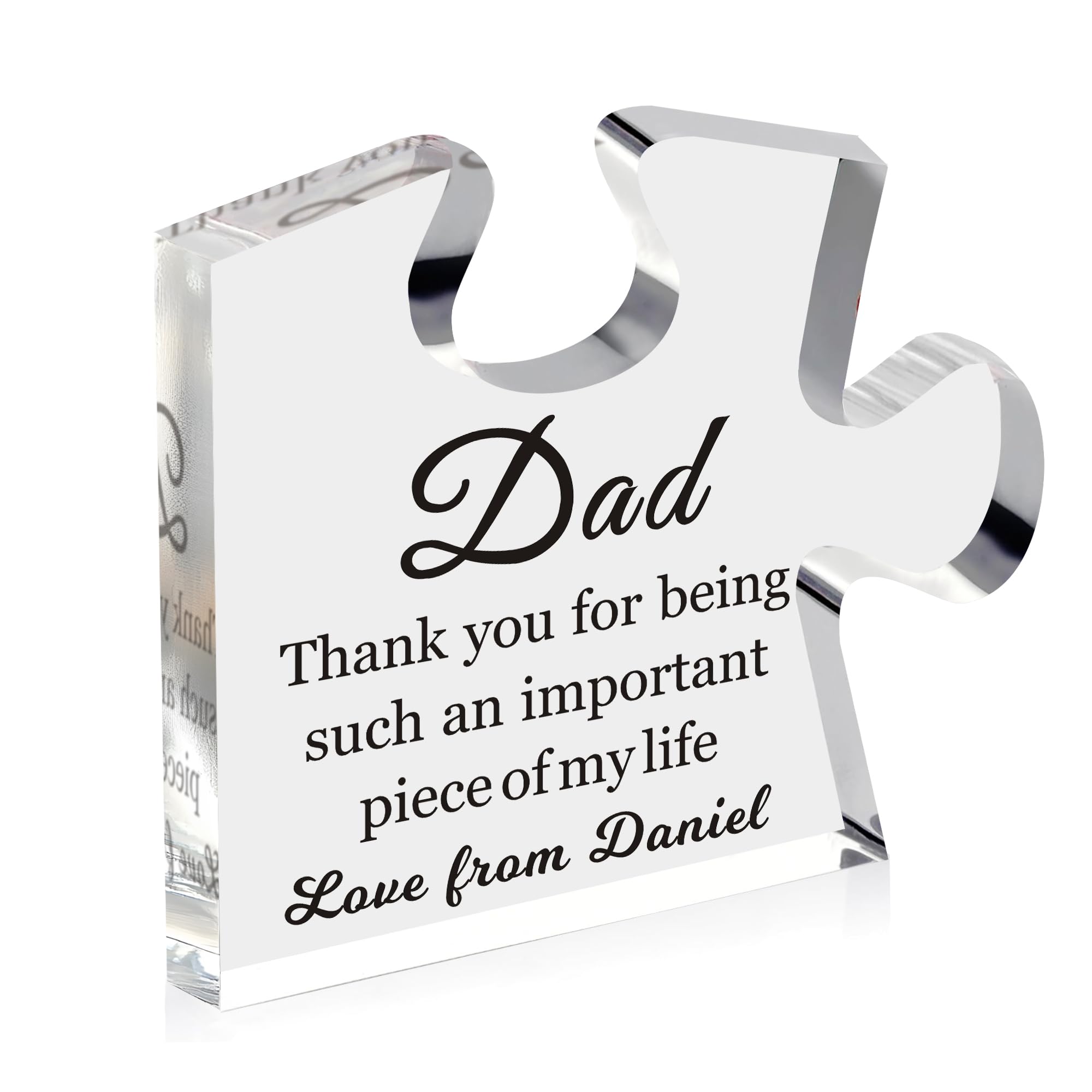 Personalised Dad Gifts Dad Birthday Gifts Puzzle Shaped Acrylic Plaque Gifts Christmas Gifts for Dad Personalised Fathers Day Dad Gifts Personalised Presents for Dad Papa Poppa Man (Design 3)