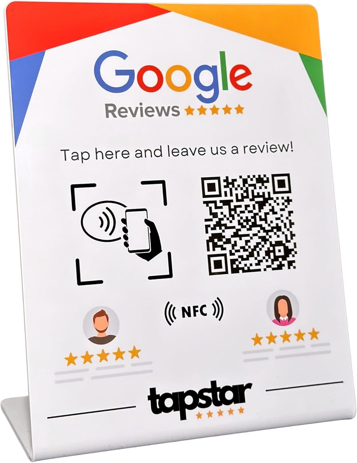 Stand Reseñas Google NFC y QR - Stand para Conseguir Reviews Google - Cartel NFC QR Opiniones Google - Compatible con Android & iPhone - Configuración Fácil con Web App - Sin Suscripciones (Inglés)