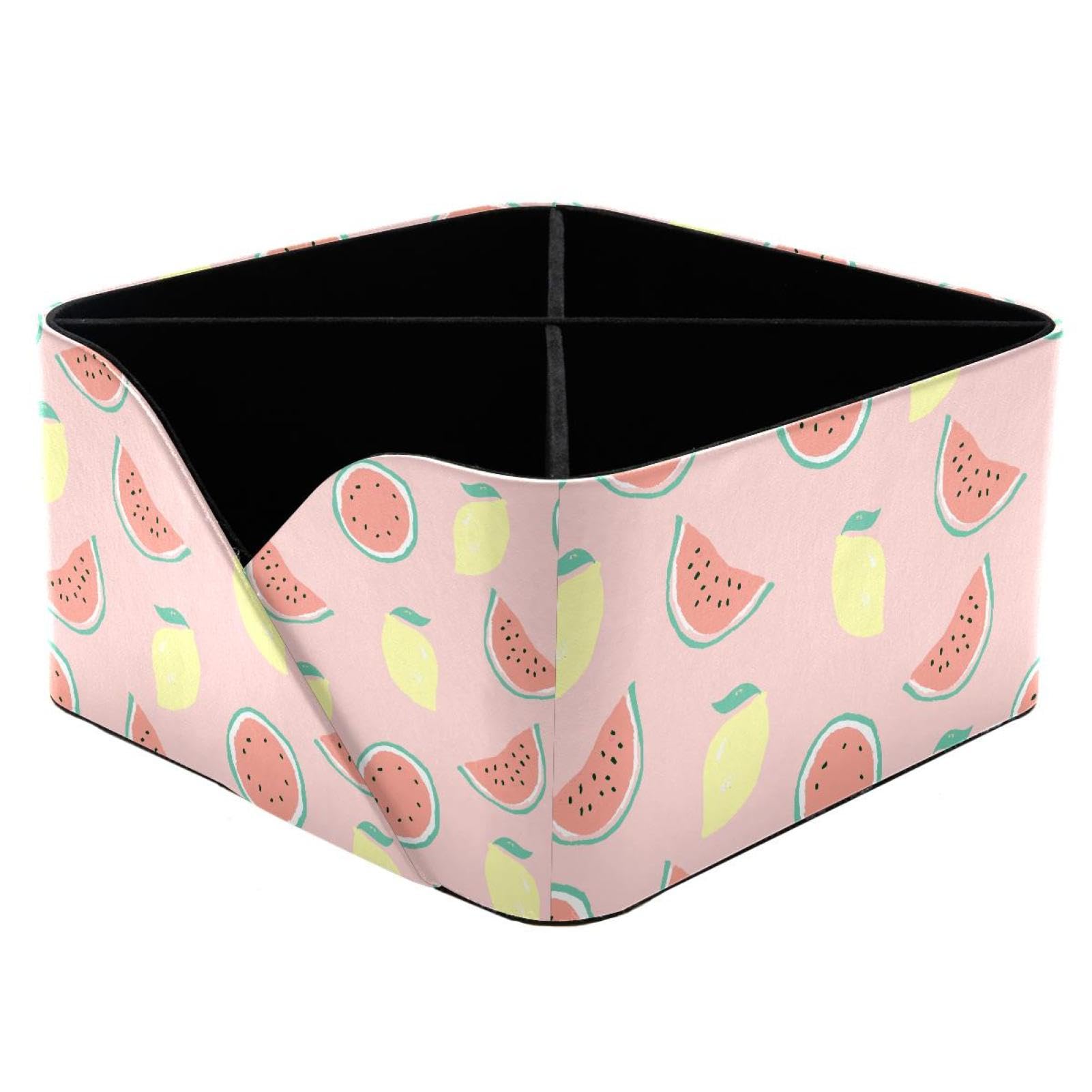 KengjuTesu Watermelon and Lemon Desktop Organizer Pen Holder, Rectangular Pencil Cup for Office, Study and Makeup Stations